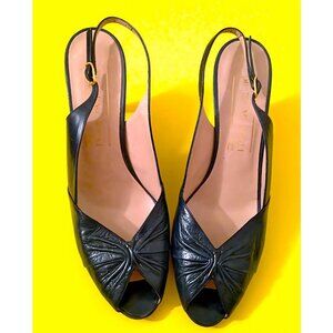 Vintage BRUNO MAGLI - Slingback Peep Toe Pumps / Heels -  Size 7 - Dark Blue